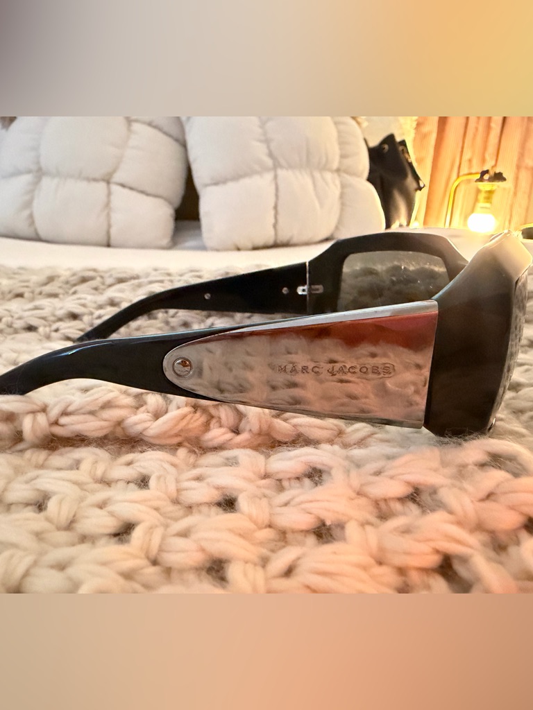 Marc Jacobs Black Sunglasses With Silver Panel Accent